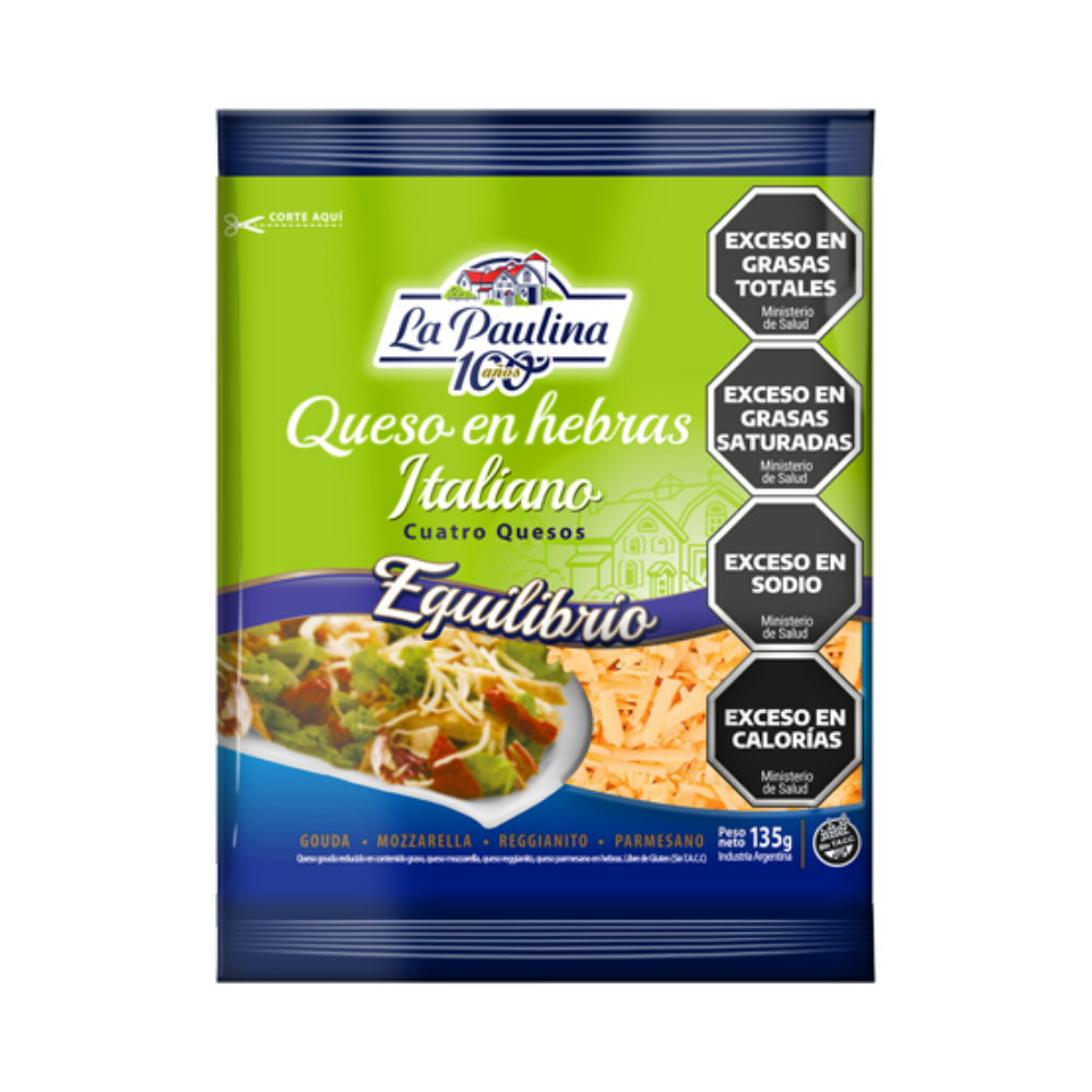 Queso Hebras Italiano Light (Equilibrio) La Paulina Paquete x125 g